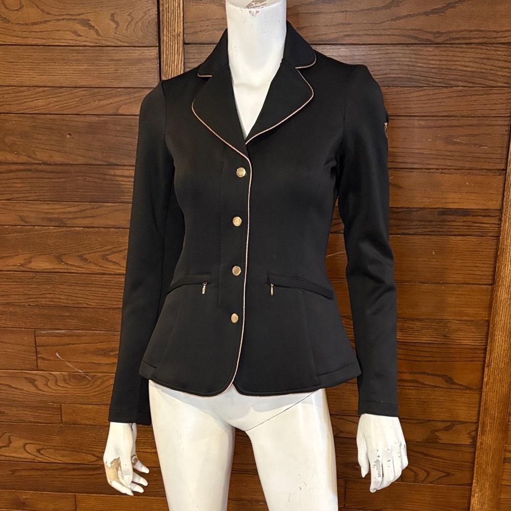 Elegant Black Women's Blazer with Gold Buttons Horseback riding blazer